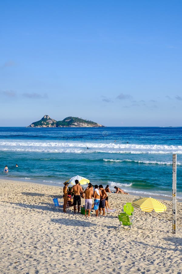 Barra da Tijuca beach on a beatiful afternoon, with Tijucas Islands in the background. Rio de Janeiro royalty free stock photo Barra da Tijuca beach on a beatiful afternoon, with Tijucas Islands in the background. Rio de Janeiro royalty free stock photo