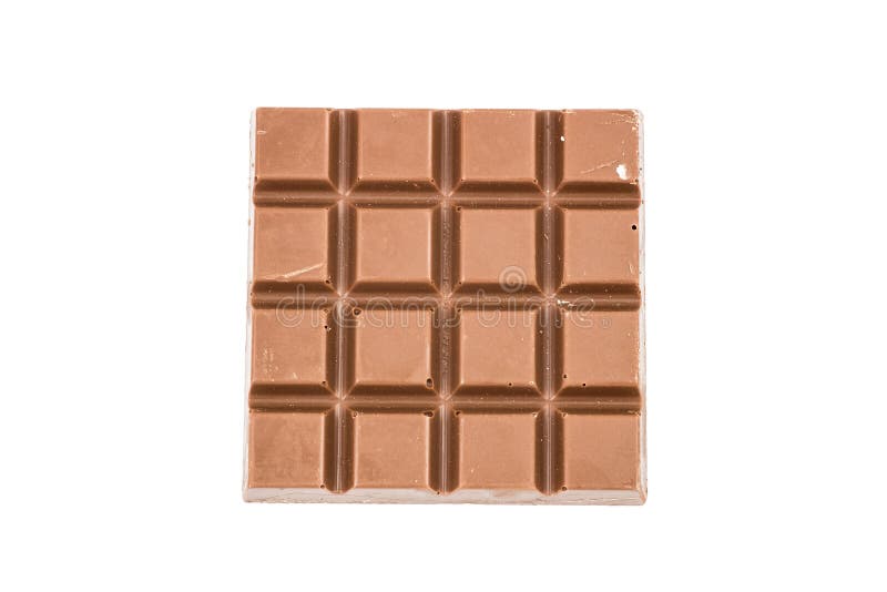 Barra de chocolate leitosa isolada no fundo branco, vista superior imagem de stock royalty free Barra de chocolate leitosa isolada no fundo branco, vista superior imagem de stock royalty free