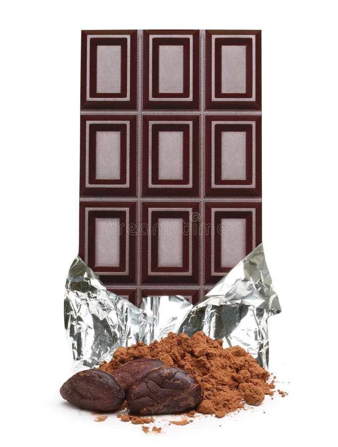 Barra De Chocolate Oscura En La Hoja Aislada Foto de archivo Imagen
