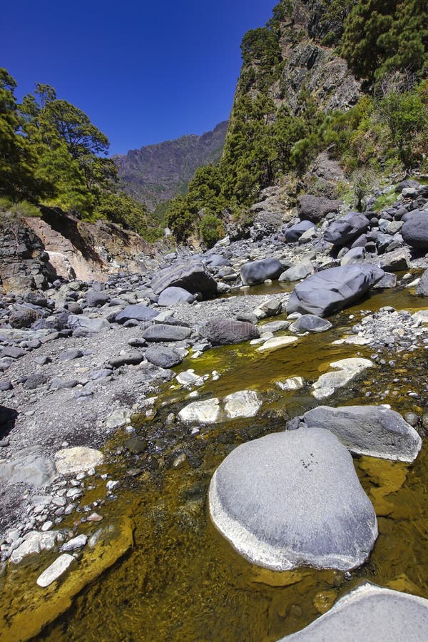 Barranco de las angustias caldera de taburiente national park ισπανία στοκ εικόνες