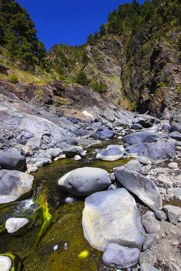 Barranco de las angustias caldera de taburiente national park ισπανία στοκ εικόνες