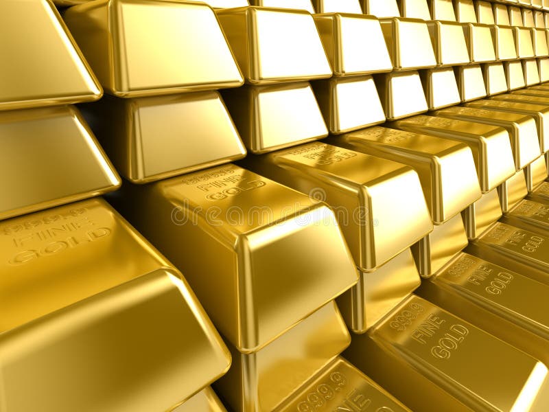 Gold Bars in a raw. Gold Bars in a raw