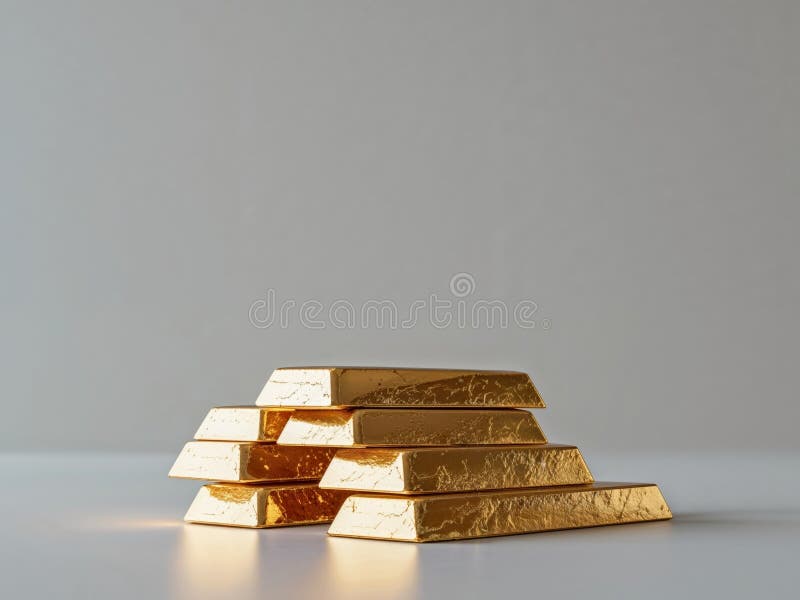 Barras de oro apiladas con una superficie brillante y un color rico. imagen de archivo libre de regalías