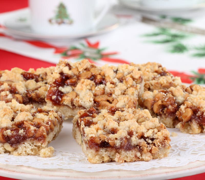 Christmas strawberry nut bars on a platter. Christmas strawberry nut bars on a platter