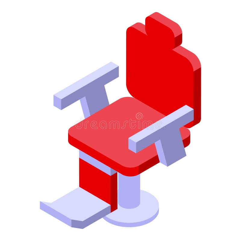 Red color barber chair icon isometric vector. Leather material. Fashion furniture. Red color barber chair icon isometric vector. Leather material. Fashion furniture