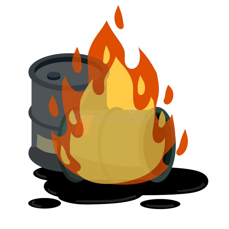 Barrel of Oil. Burning Fossil Fuels. Petroleum Packaging. Fire in Gasoline  Tank Stock Vector - Illustration of ecology, disaster: 195385487