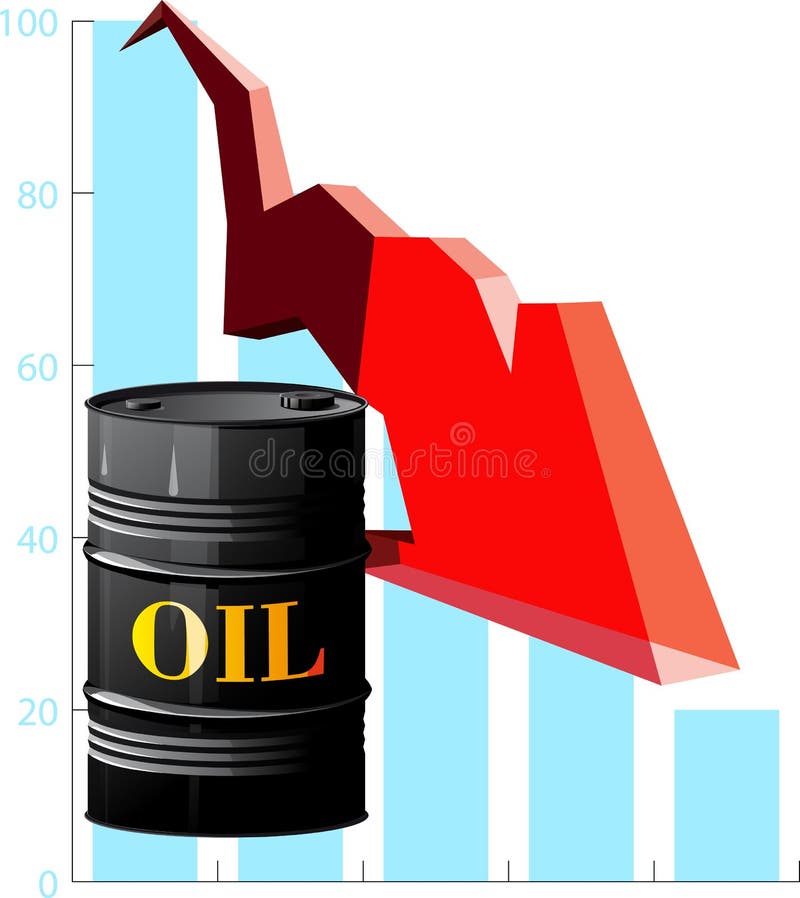 Barrel of Oil and the Falling Prices Stock Vector Illustration of