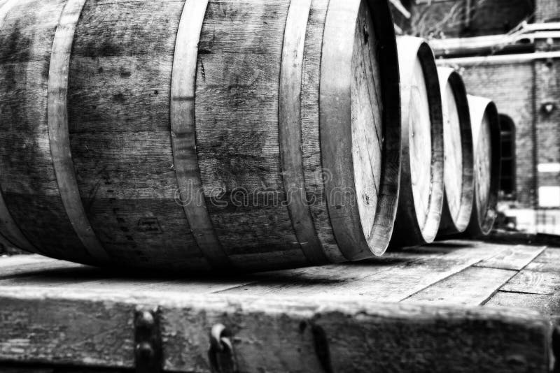 Barrels at the Distillery District in Toronto