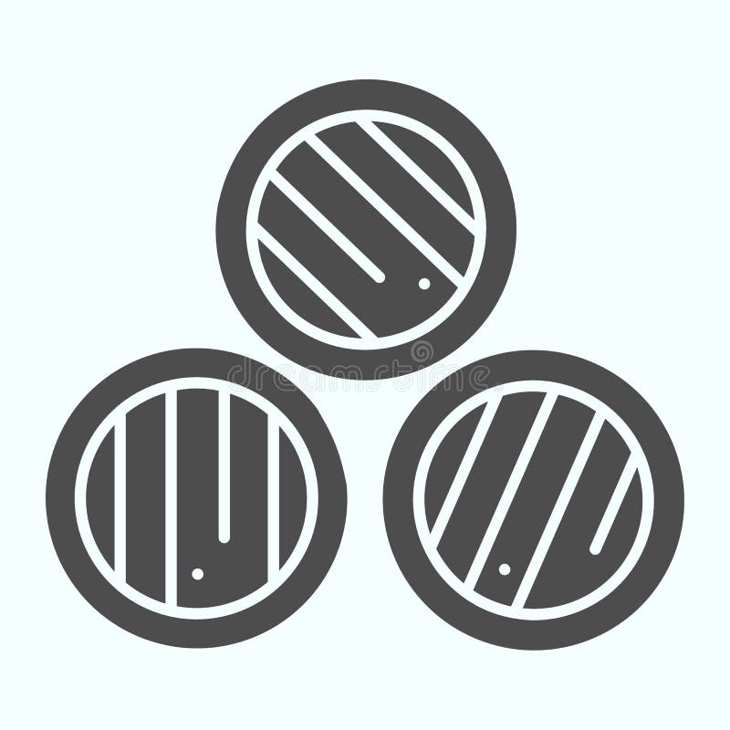 Barrels solid icon. Three wood beer barrels vector illustration isolated on white. Wood tubes for beer or wine glyph royalty free illustration