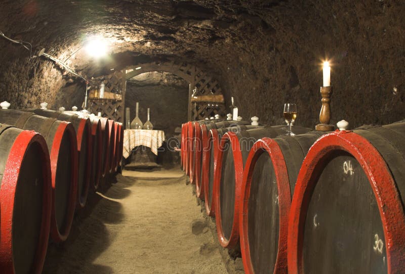 Barrels in a wine-cellar.