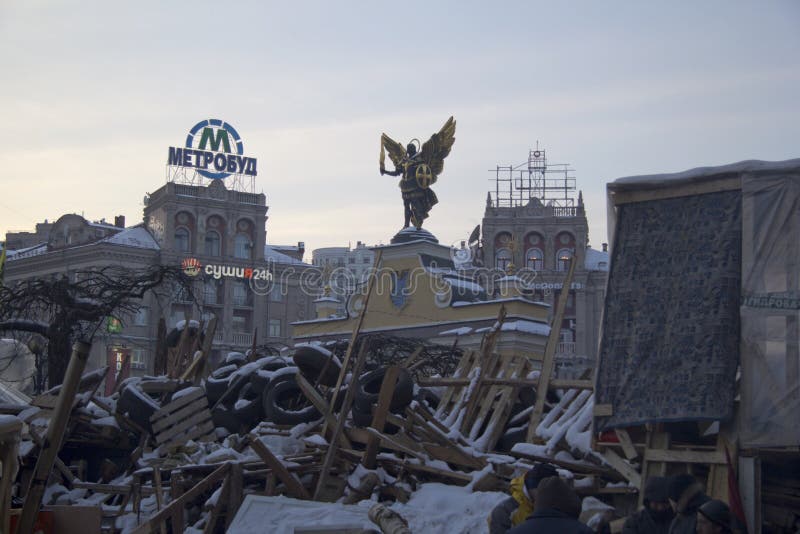 Barricades op Maidan royalty-vrije stock afbeelding Barricades op Maidan royalty-vrije stock afbeelding