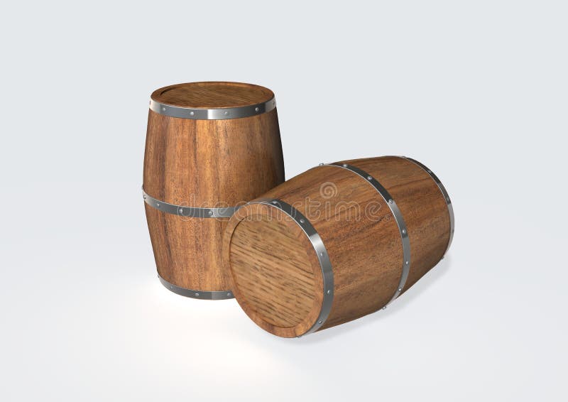 3d image-Wood barrel on white background. 3d image-Wood barrel on white background.