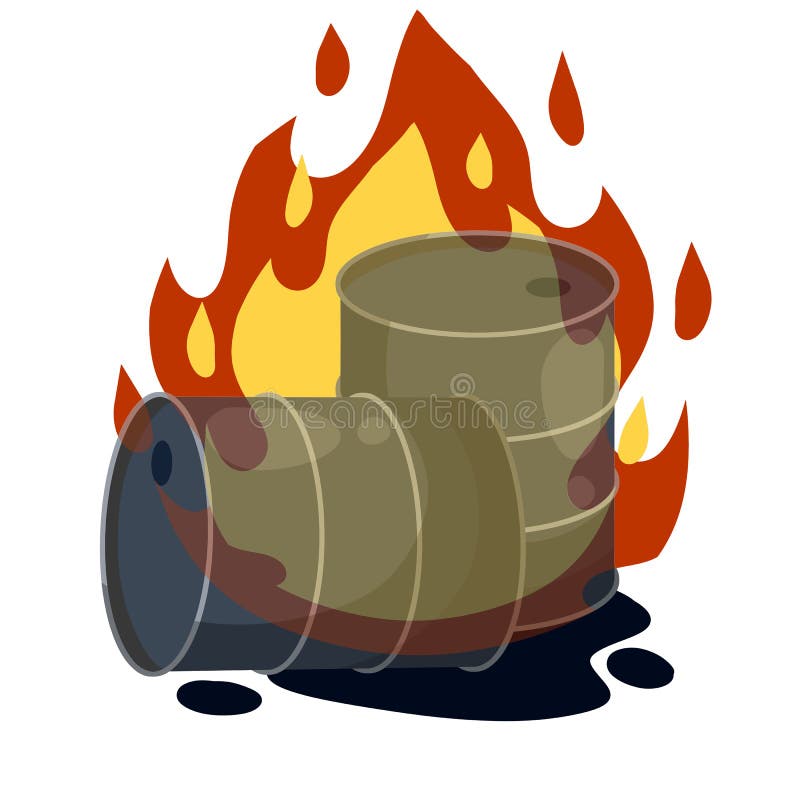 Barril De Petróleo. Quema De Combustibles Fósiles Ilustración del Vector - Ilustración de llama, desastre: 183439459