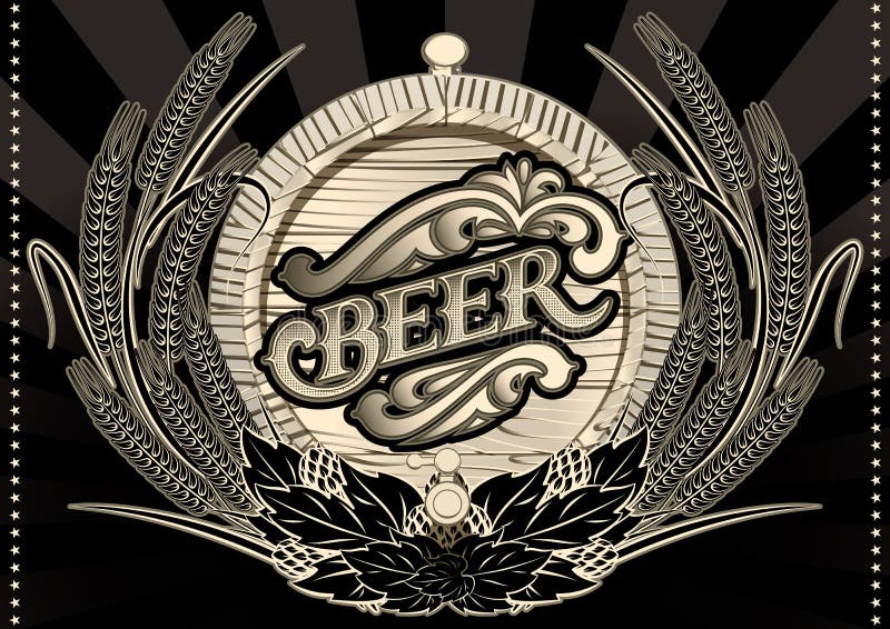 Emblem beer barrel and barley for the menu. Emblem beer barrel and barley for the menu