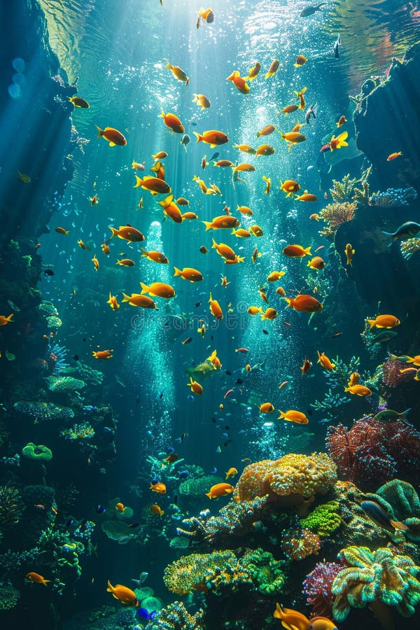 Underwater coral reef with colorful fish, perfect for marine and environmental backgrounds. AI generated. Underwater coral reef with colorful fish, perfect for marine and environmental backgrounds. AI generated