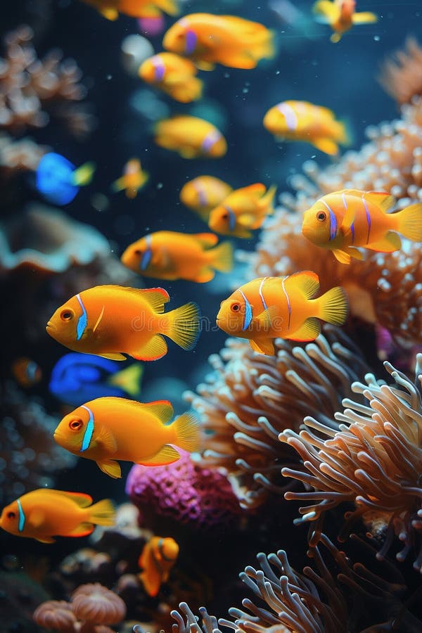 Underwater coral reef with colorful fish, perfect for marine and environmental backgrounds. AI generated. Underwater coral reef with colorful fish, perfect for marine and environmental backgrounds. AI generated
