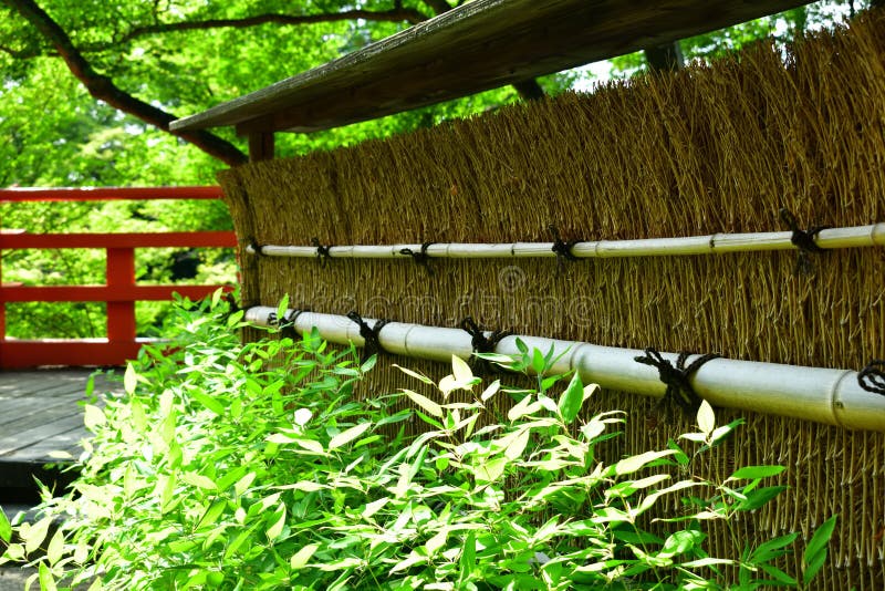 Barrière en bambou japonaise du ` s de jardin au printemps, Kyoto Japon image libre de droits Barrière en bambou japonaise du ` s de jardin au printemps, Kyoto Japon image libre de droits