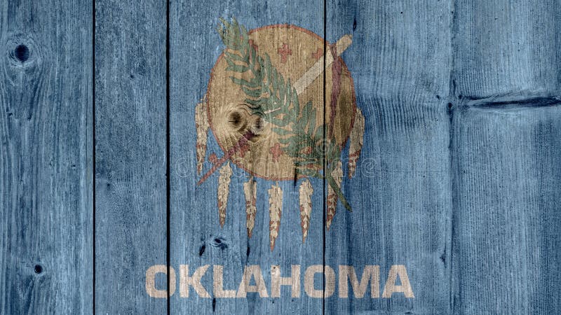 Barrière en bois de drapeau de l'Oklahoma d'état d'USA images stock Barrière en bois de drapeau de l'Oklahoma d'état d'USA images stock