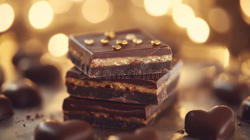 Bars De Chocolat Sombre Et Dégustés D'Or illustration de vecteur