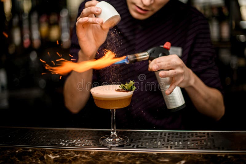 Bartender Adding Red Alcoholic Drink Measuring Cup Steel Cocktail Shaker  Stock Photo by ©Fesenko 199283880