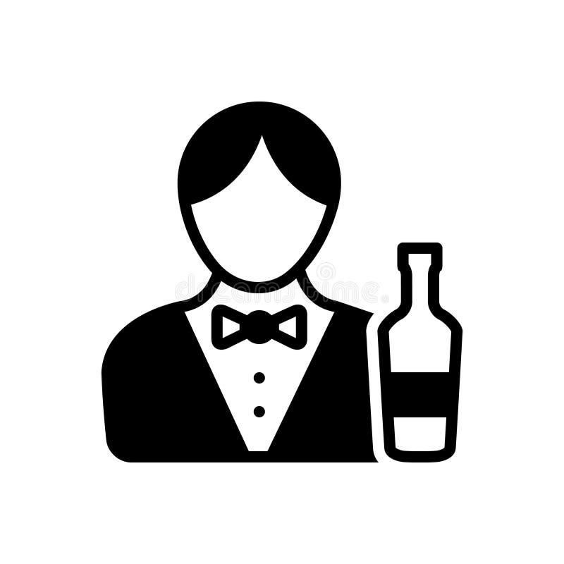 Black Solid Icon for Bartender, Male and Waiter Stock Vector - Illustration of icon, professional: 147071847