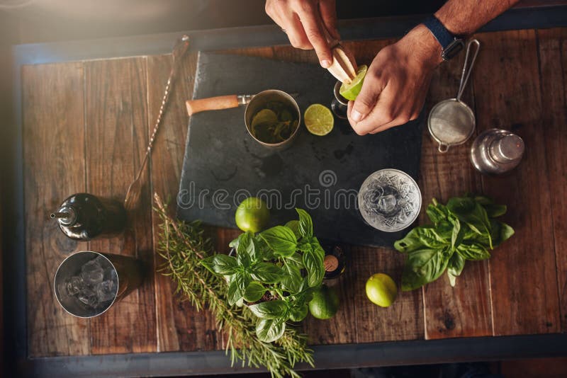 Bartender experimenting with creating new cocktails