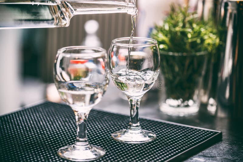 Bartender Serving Alcohol Drinks Stock Image Image of drink