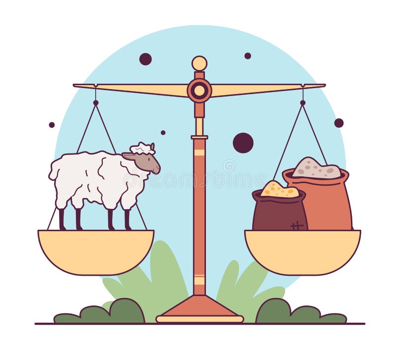 Barter System. Economical Exchange between People Stock Vector
