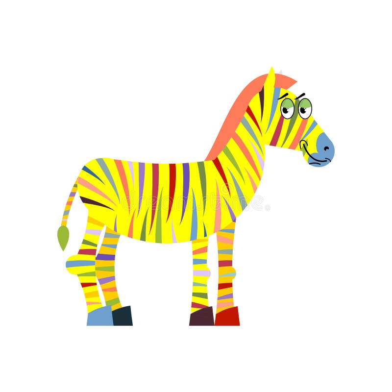 barwiona zebra kolorowa zebra Kolorowi lampasy na ciele anima royalty ilustracja barwiona zebra kolorowa zebra Kolorowi lampasy na ciele anima royalty ilustracja