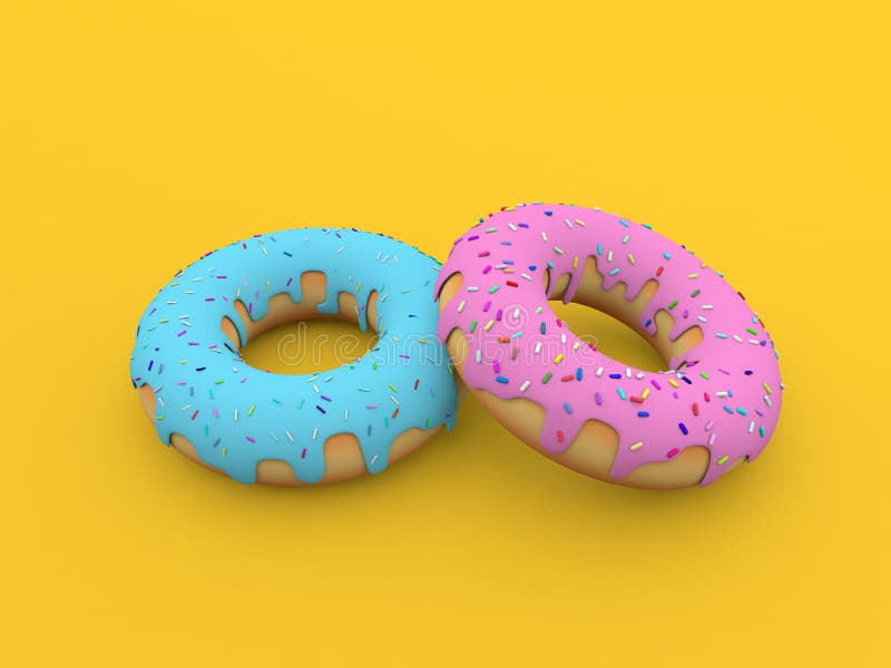 Barwioni donuts na żółtym tle ilustracji Barwioni donuts na żółtym tle ilustracji