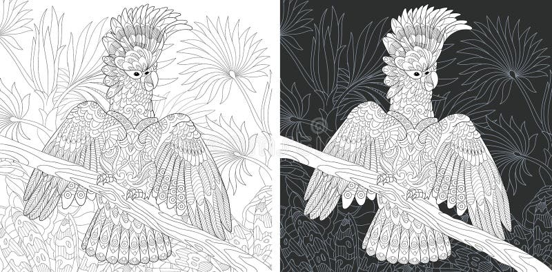 Barwić stronę z kakadu papugą ilustracja wektor Barwić stronę z kakadu papugą ilustracja wektor