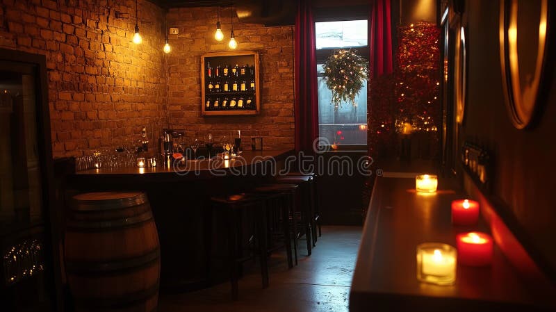 Bară de vin elegantă cu iluminare moale. stock photography