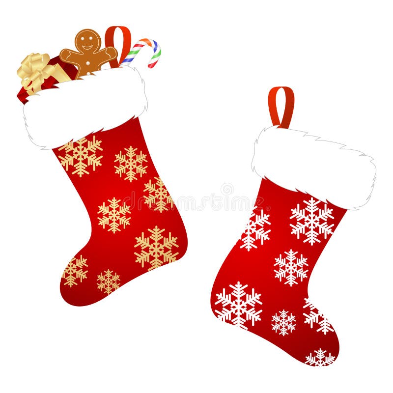 Christmas stocking isolated on a white background. Vector illustration. Christmas stocking isolated on a white background. Vector illustration.