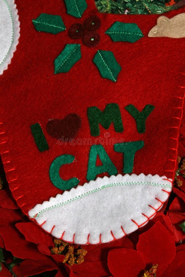 Bas de Noël de chat images libres de droits Bas de Noël de chat images libres de droits