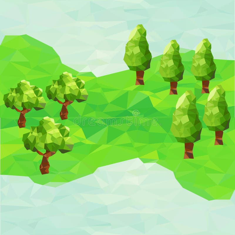 Bas poly paysage de montagne avec des arbres illustration libre de droits Bas poly paysage de montagne avec des arbres illustration libre de droits