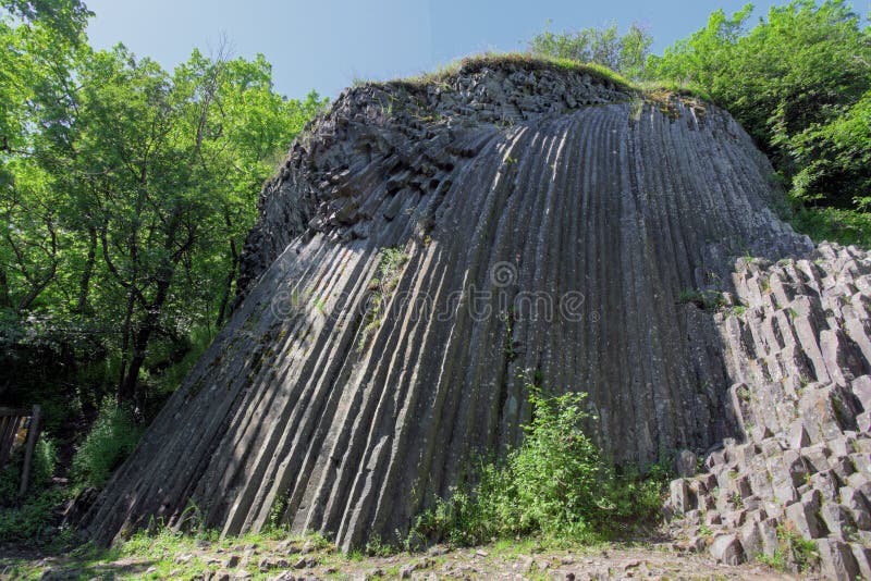 Basaltic pentagonal columns - geological formation of volcanic o