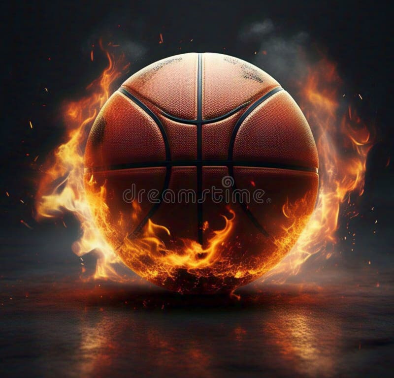 Baschetul arde pe fond negru. royalty free illustration