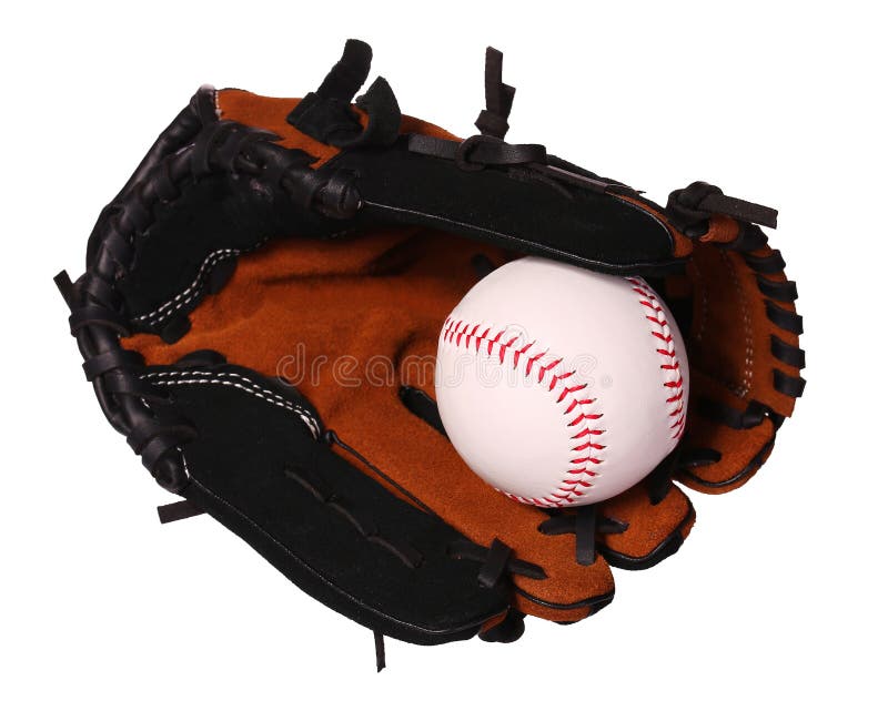 base-ball Boule dans le gant d'isolement images libres de droits base-ball Boule dans le gant d'isolement images libres de droits