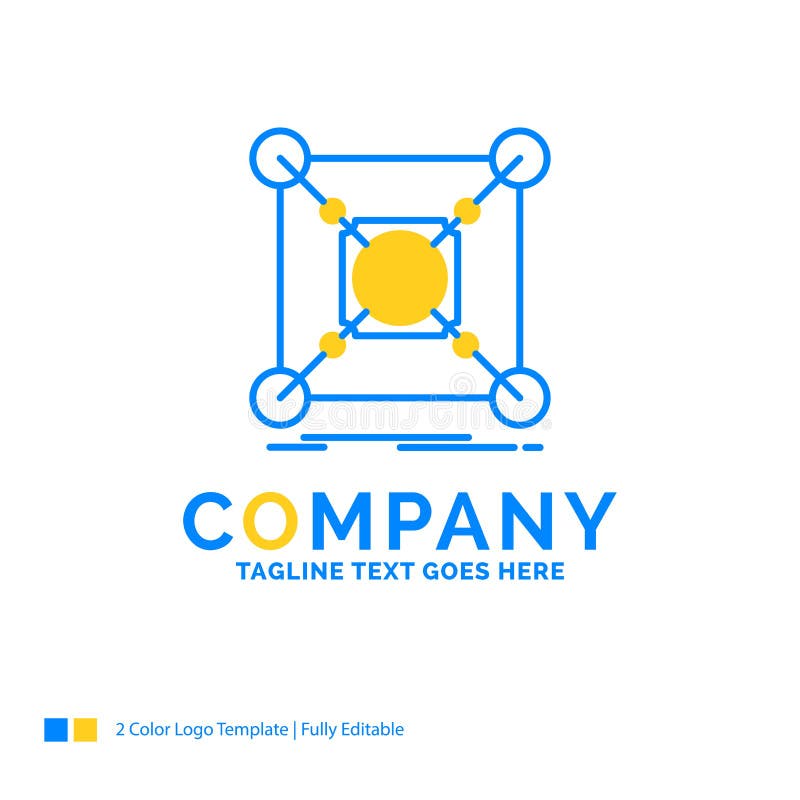 Base, center, connection, data, hub Blue Yellow Business Logo te stock illustration