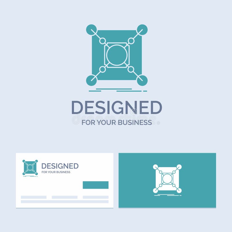 Base, center, connection, data, hub Business Logo Glyph Icon Symbol for your business. Turquoise Business Cards with Brand logo vector illustration