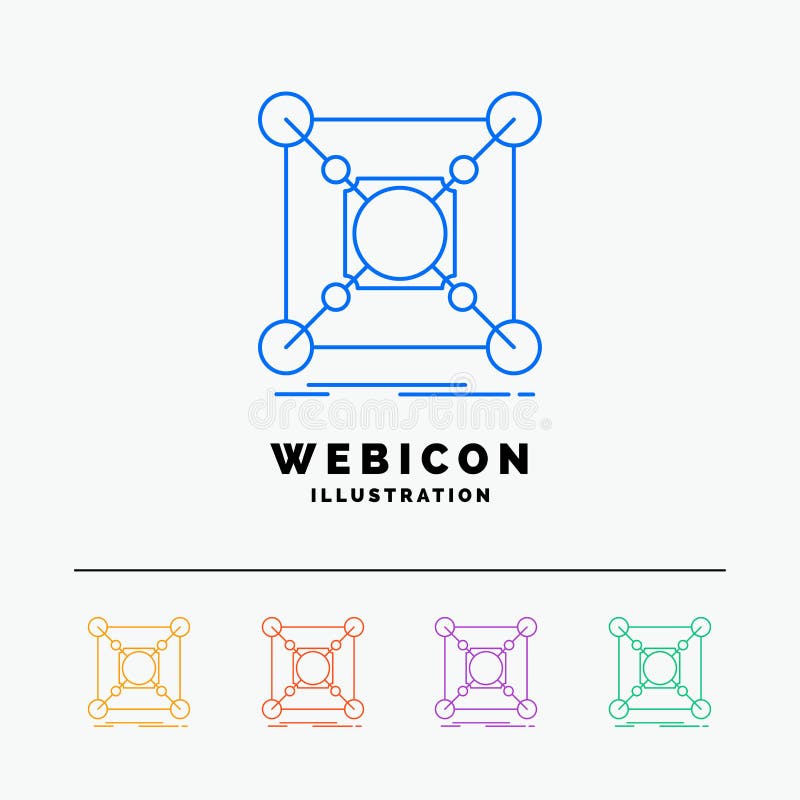 Base, center, connection, data, hub 5 Color Line Web Icon Template isolated on white. Vector illustration vector illustration