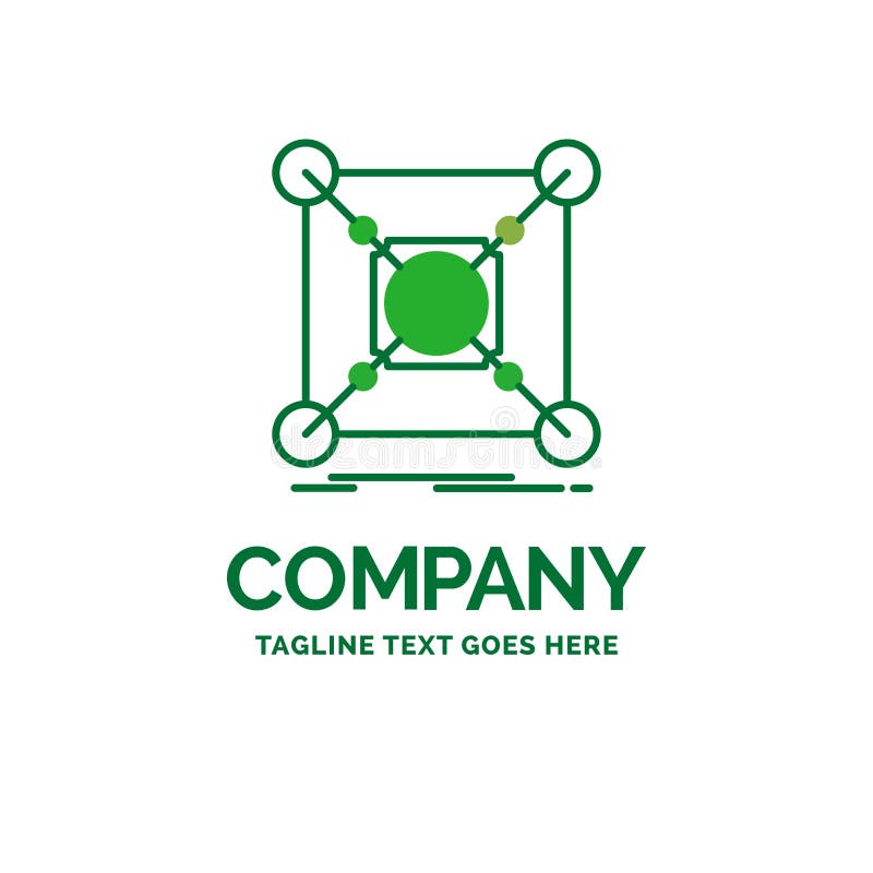 Base, center, connection, data, hub Flat Business Logo template royalty free illustration