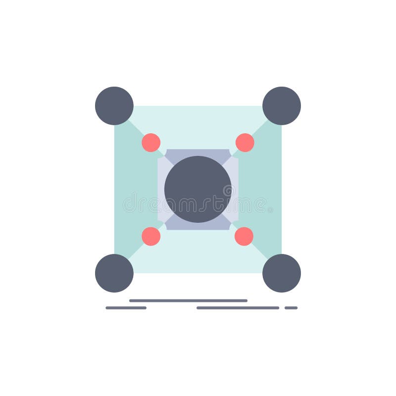 Base, center, connection, data, hub Flat Color Icon Vector vector illustration