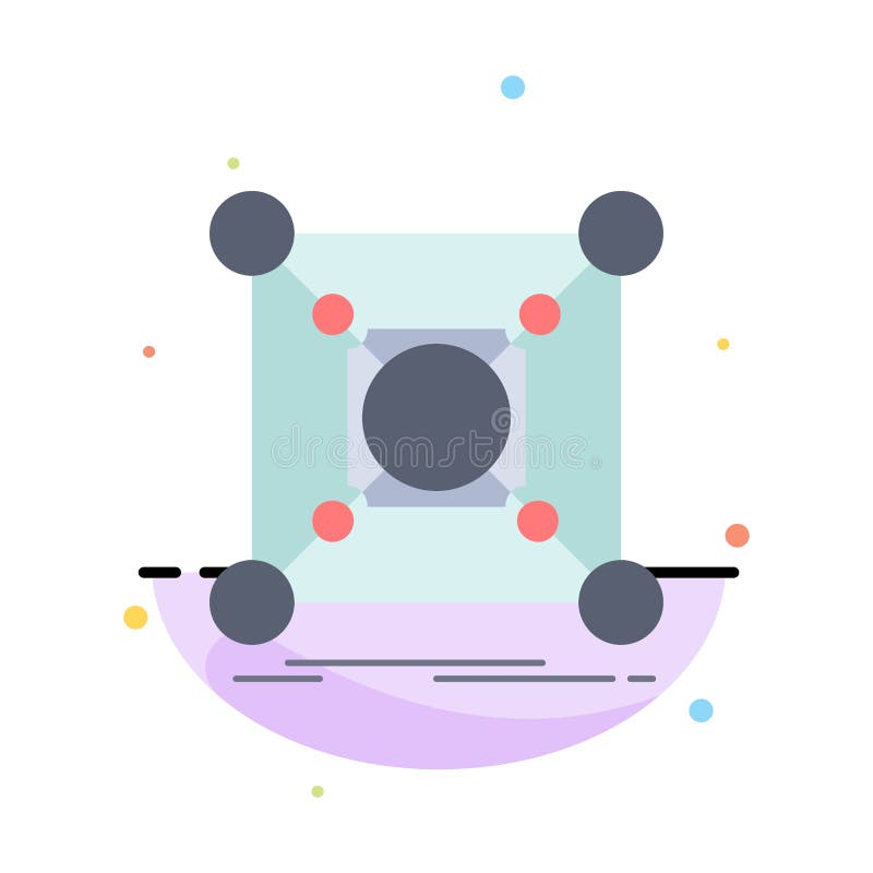 Base, center, connection, data, hub Flat Color Icon Vector