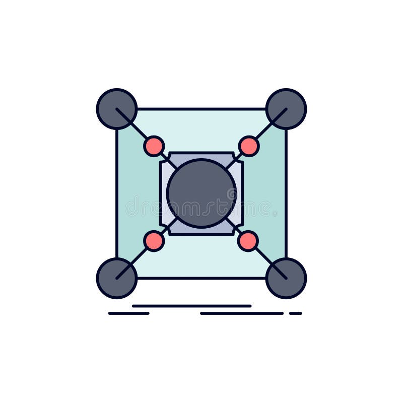 Base, center, connection, data, hub Flat Color Icon Vector stock illustration
