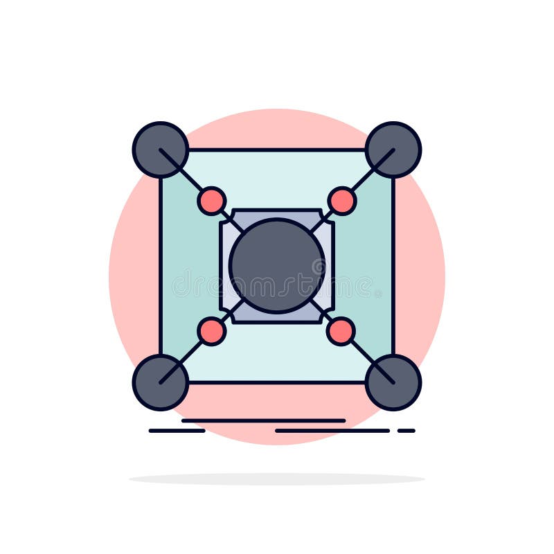 Base, center, connection, data, hub Flat Color Icon Vector royalty free illustration