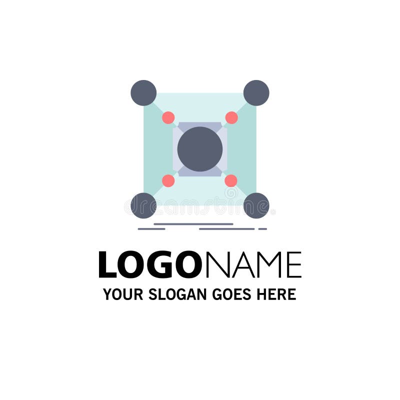 Base, center, connection, data, hub Flat Color Icon Vector royalty free illustration