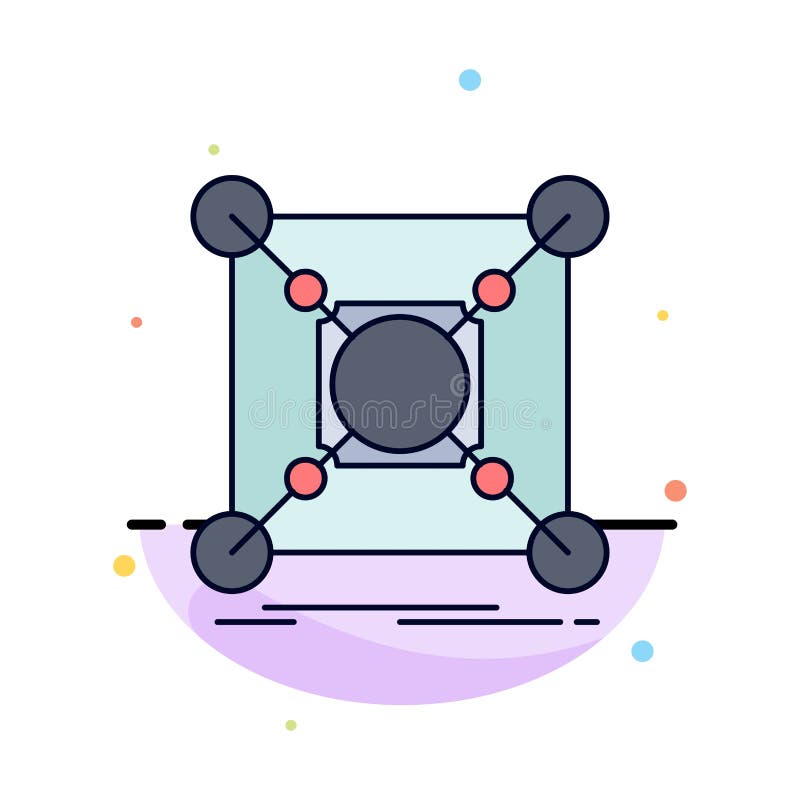 Base, center, connection, data, hub Flat Color Icon Vector royalty free illustration