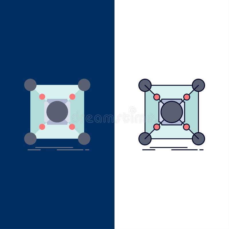 Base, center, connection, data, hub Flat Color Icon Vector royalty free illustration