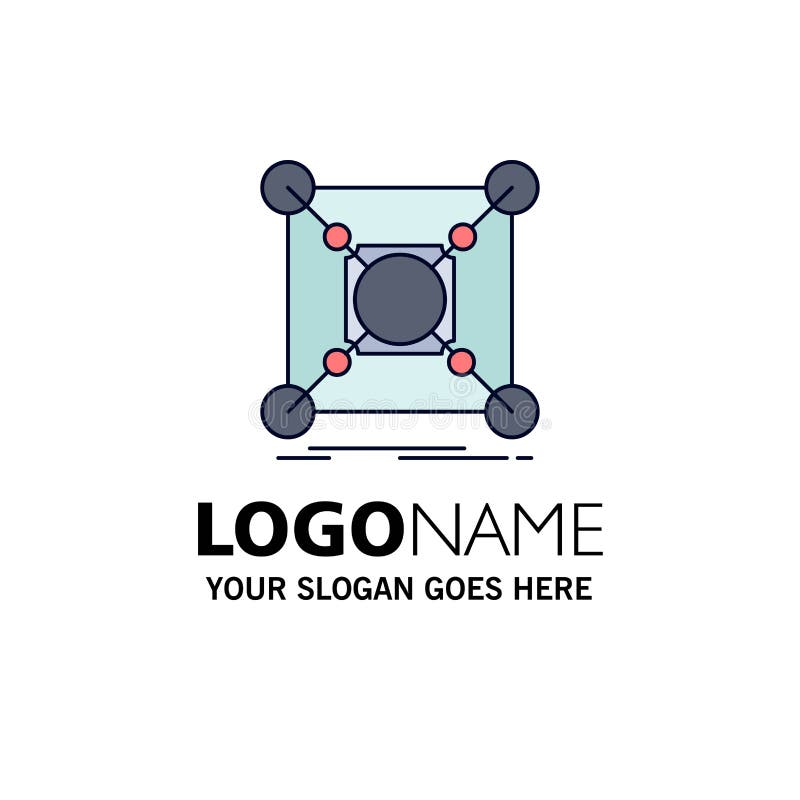 Base, center, connection, data, hub Flat Color Icon Vector stock illustration